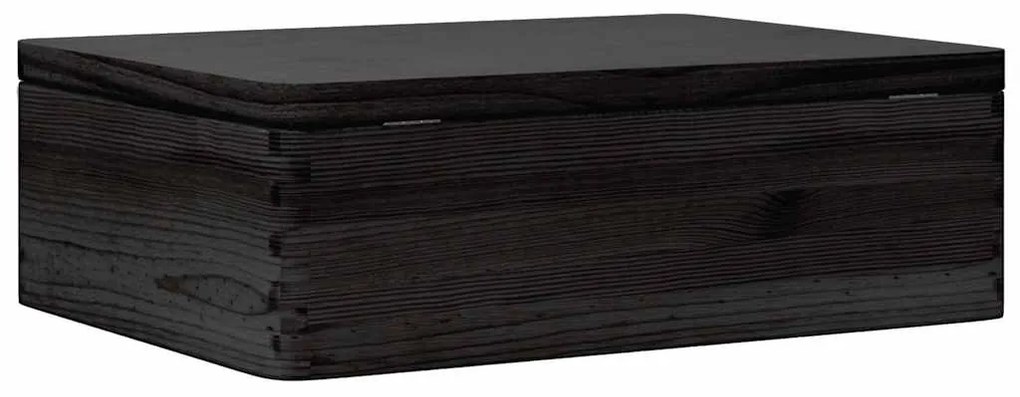 Caixa de madeira tampa preta 40x30x13 cm pinho madeira maciça