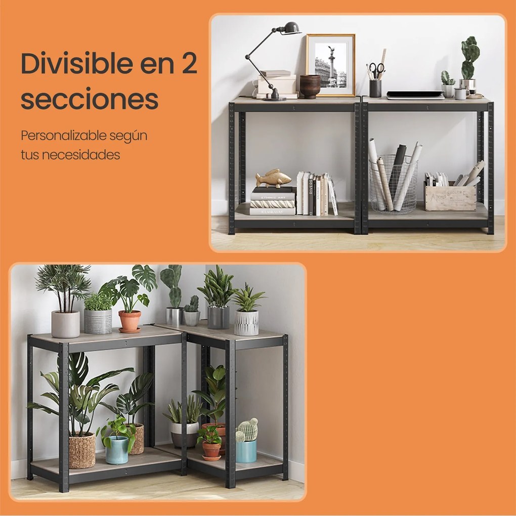 Estante arrumação garagens, escritorios, arrumos 40 x 80 x 160 cm preto-greige
