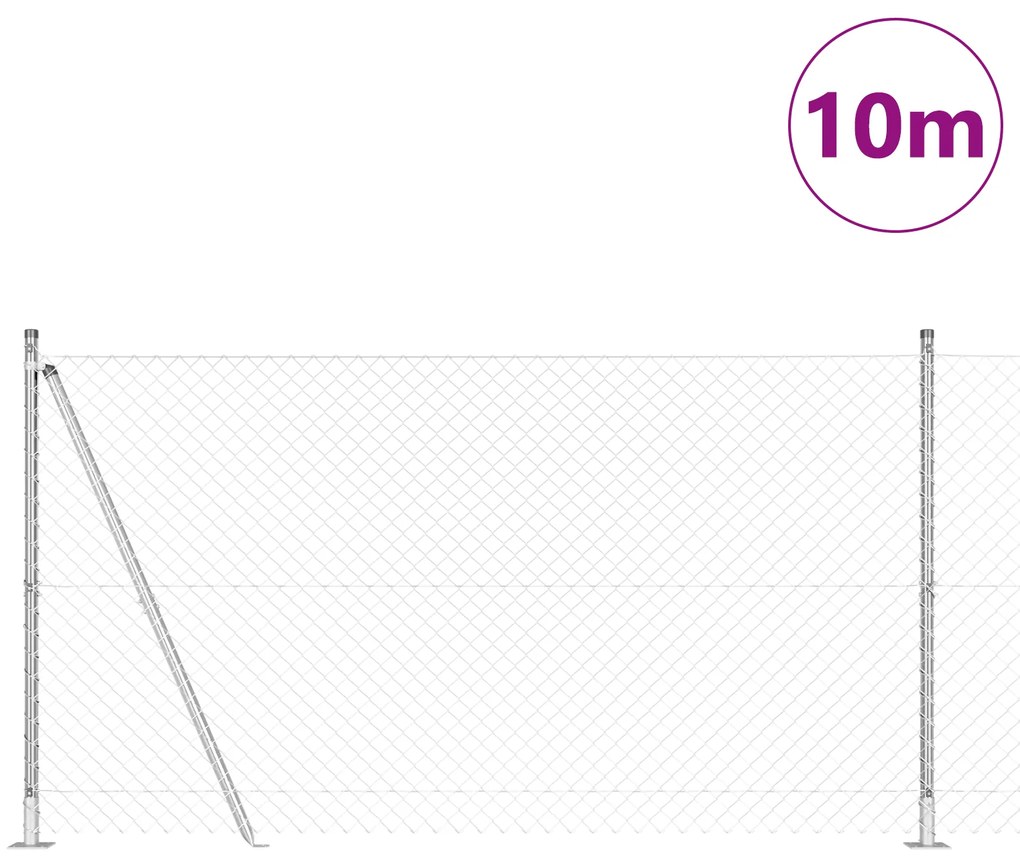 Cerca de Cadeia com 7 Postes Flangeados 1.2x10 m Aço Galvanizado