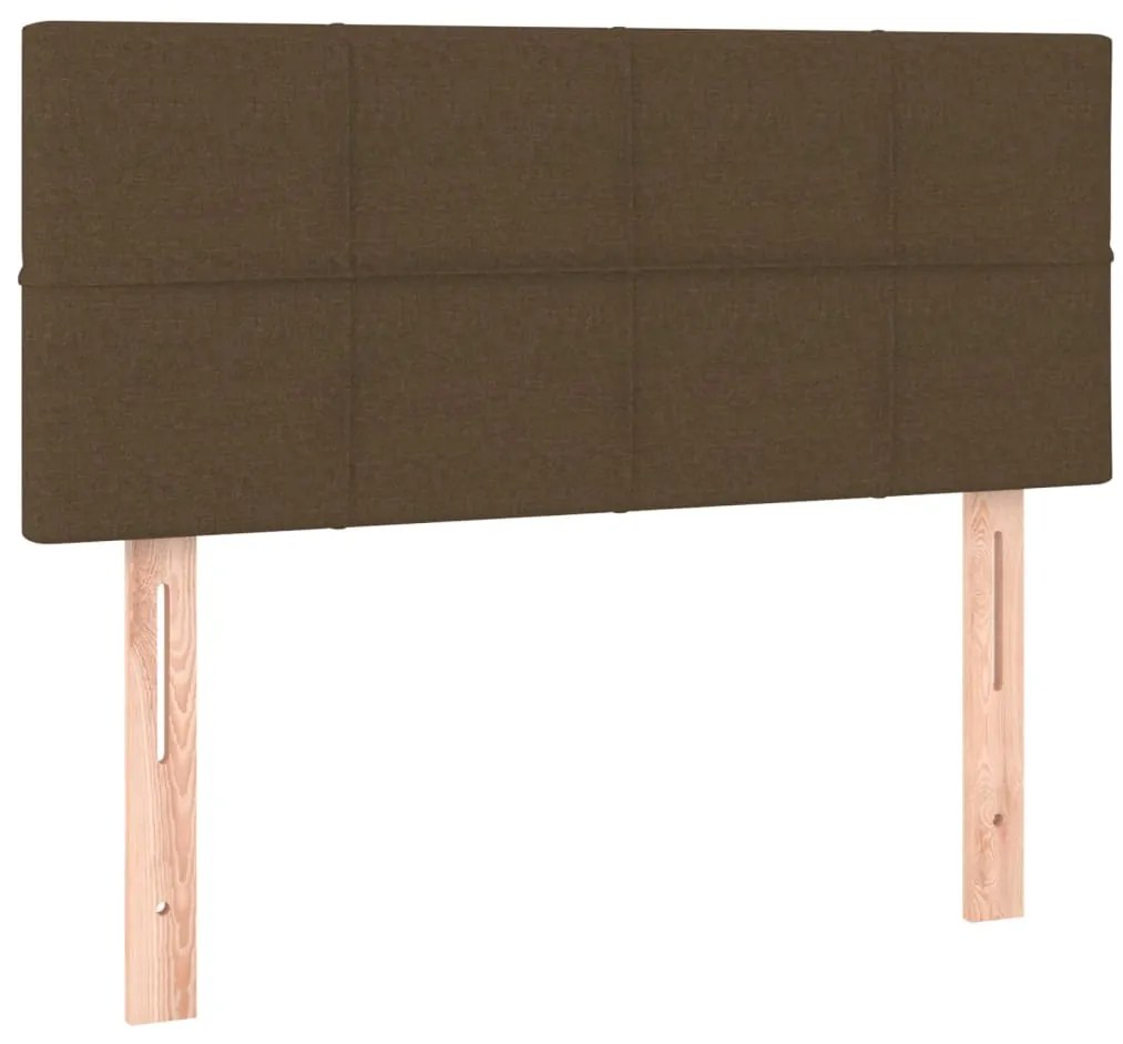 Cama box spring c/ colchão/LED 90x190 cm tecido castanho-escuro