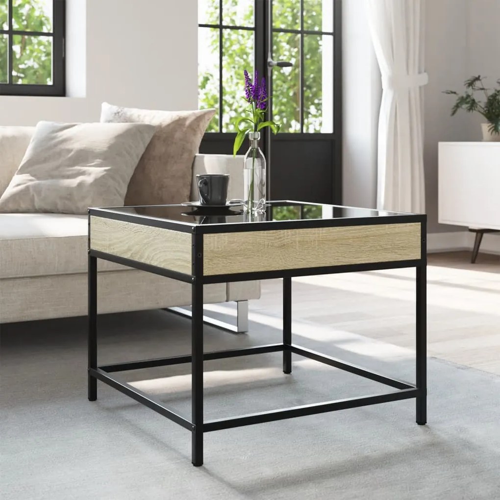 Mesa de centro luzes LED Infinity 50x50x41 cm carvalho sonoma