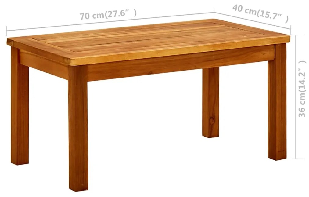 Mesa de centro p/ jardim 70x40x36 cm madeira de acácia maciça