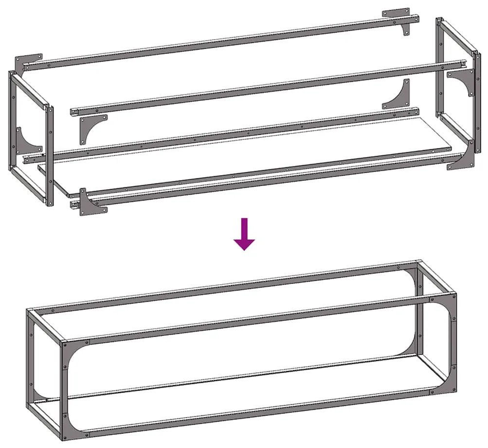 Suporte para lenha 25x25x100 cm aço laminado a frio antracite