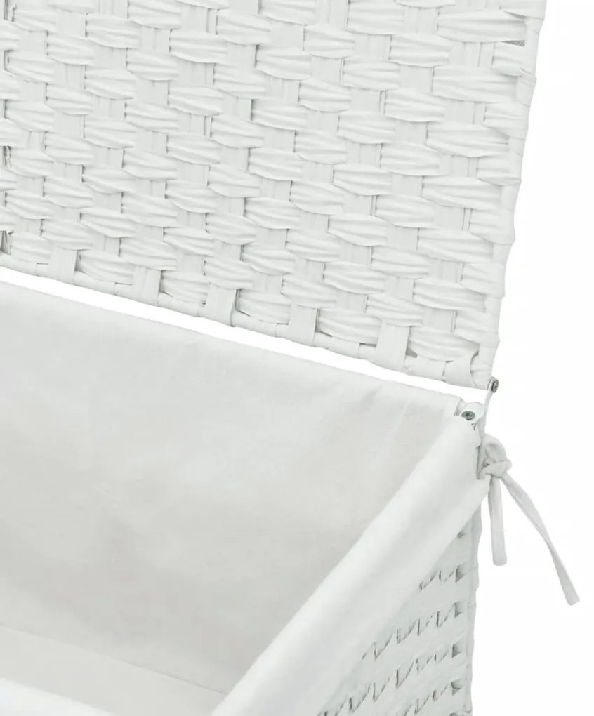 Cesto para roupa suja com tampa 55,5x35x34 cm vime PE branco