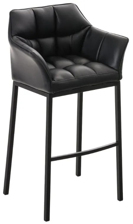 Banco de bar Damaso em couro sintético com estrutura preta 64 x 110 x 48 cm Preto