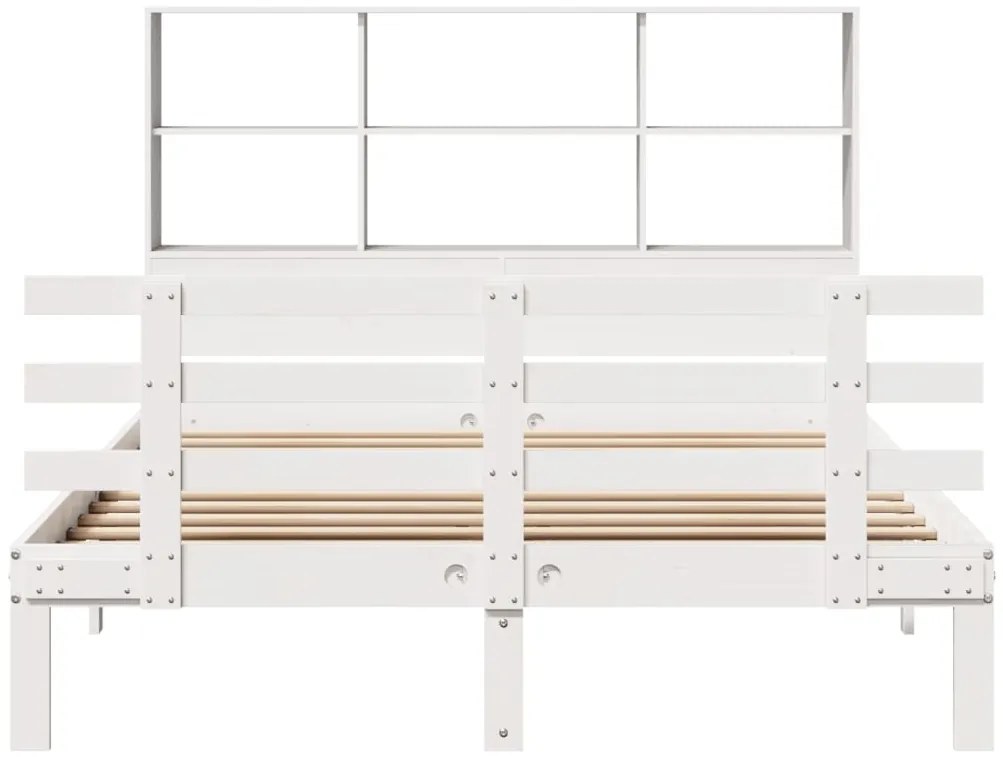 Cama com estante sem colchão 140x200 cm pinho maciço branco