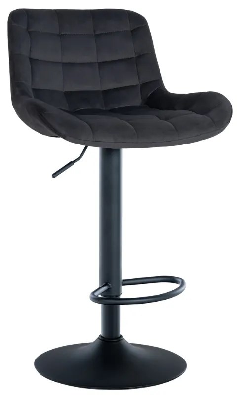 Banco de bar Tover em veludo e com estrutura preta 48 x 81-105 x 54 cm Preto