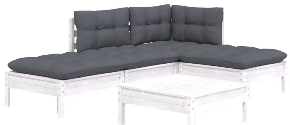 5 pcs conjunto lounge de jardim c/ almofadões pinho branco