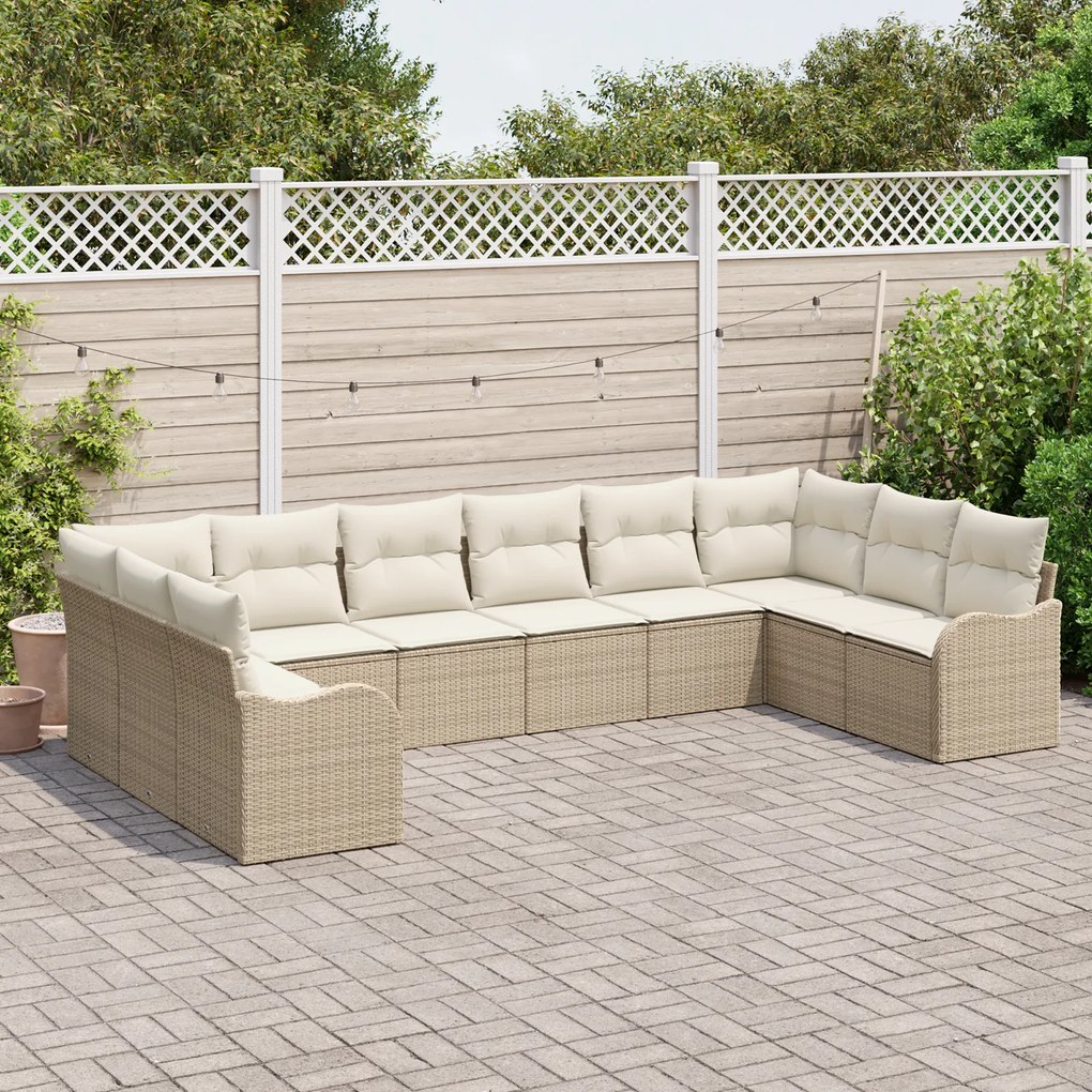Conjunto de Sofá de Jardim vidaXL de 10 Peças com Almofadas Rattan de