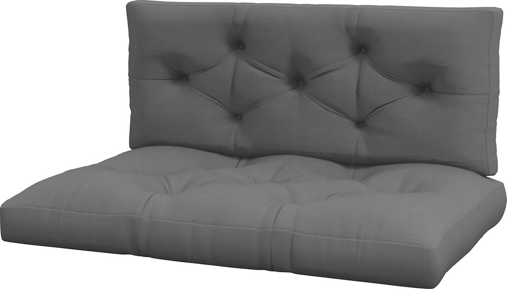 Conjunto de 2 almofadas para sofá de 2 lugares (ESTRUTURA NÃO INCLUIDA), 120 x 80 x 12 cm, poliéster cinzento