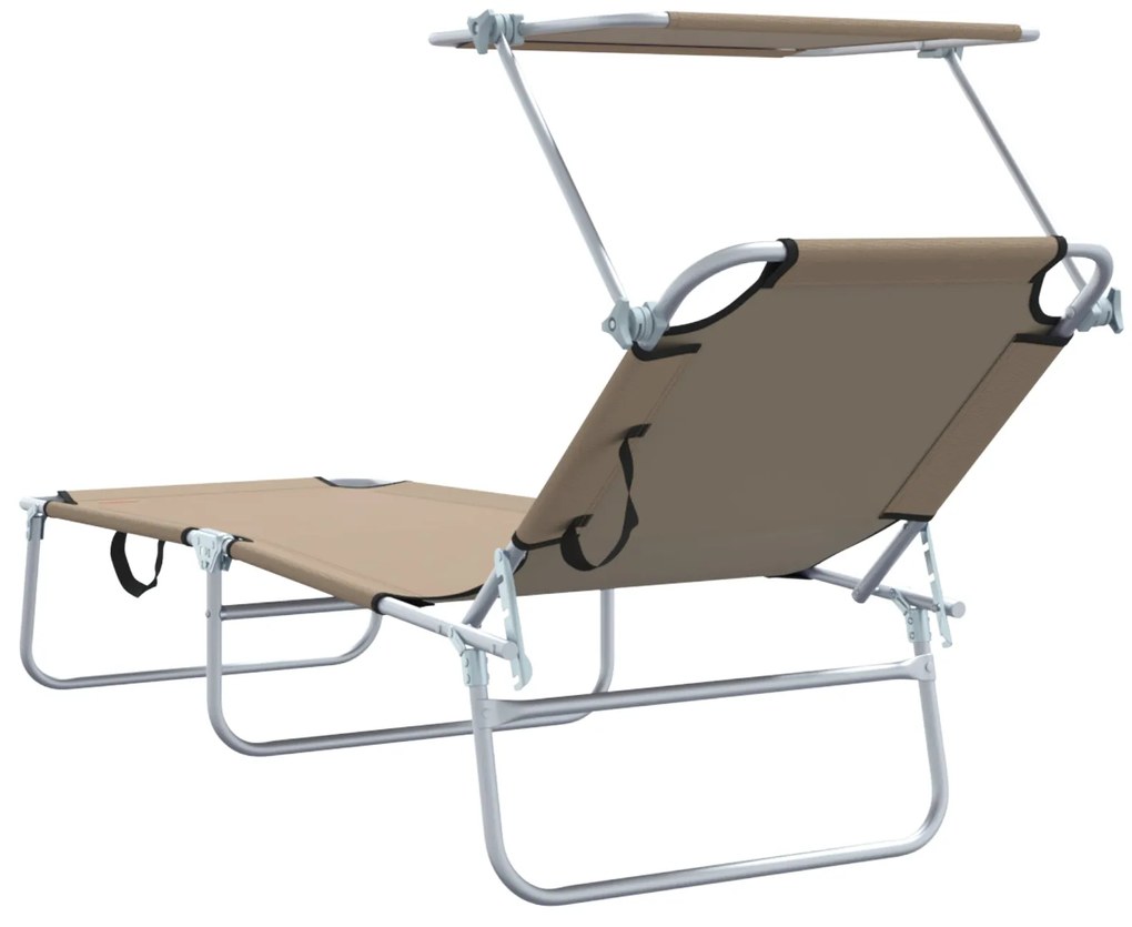 Espreguiçadeiras Dobráveis 2 pcs com Teto Taupe 600D Oxford Fabric