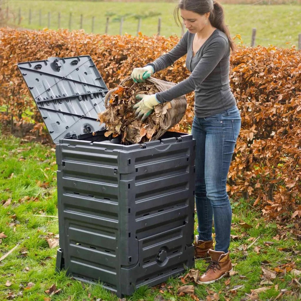 Caixote de compostagem 300 L preto