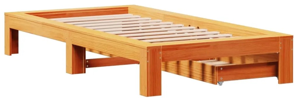 Cama sem colchão 75x190 cm madeira de pinho maciça castanho-mel