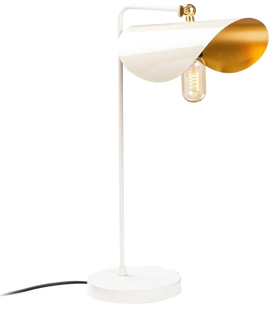 Candeeiro de Mesa Sivani – Branco e Dourado – 17 x 35 cm