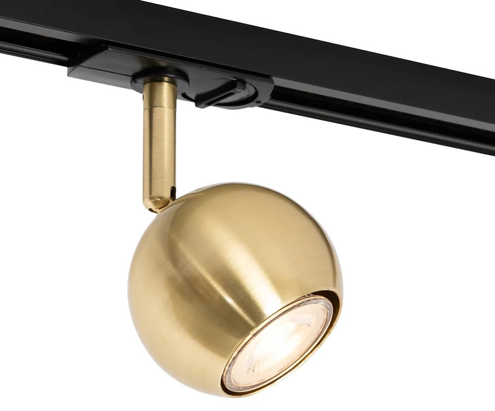 Sistema de trilho moderno monofásico de 3 luzes preto com dourado - Gissi Moderno