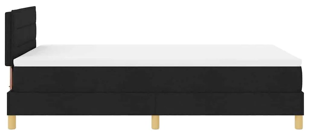 Cama Box Spring com Colchão &amp; LED Preta 120x200 cm Tecido