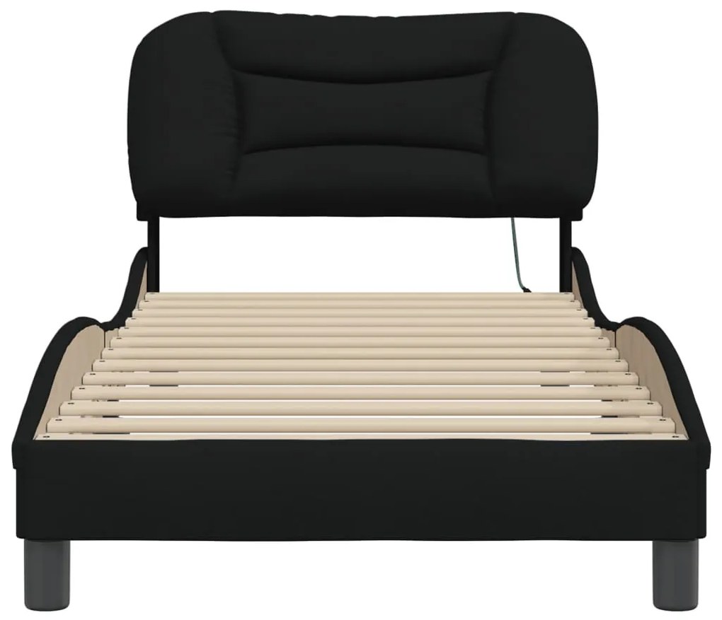 Estrutura de cama com LED sem colchão 90x190 cm tecido preto