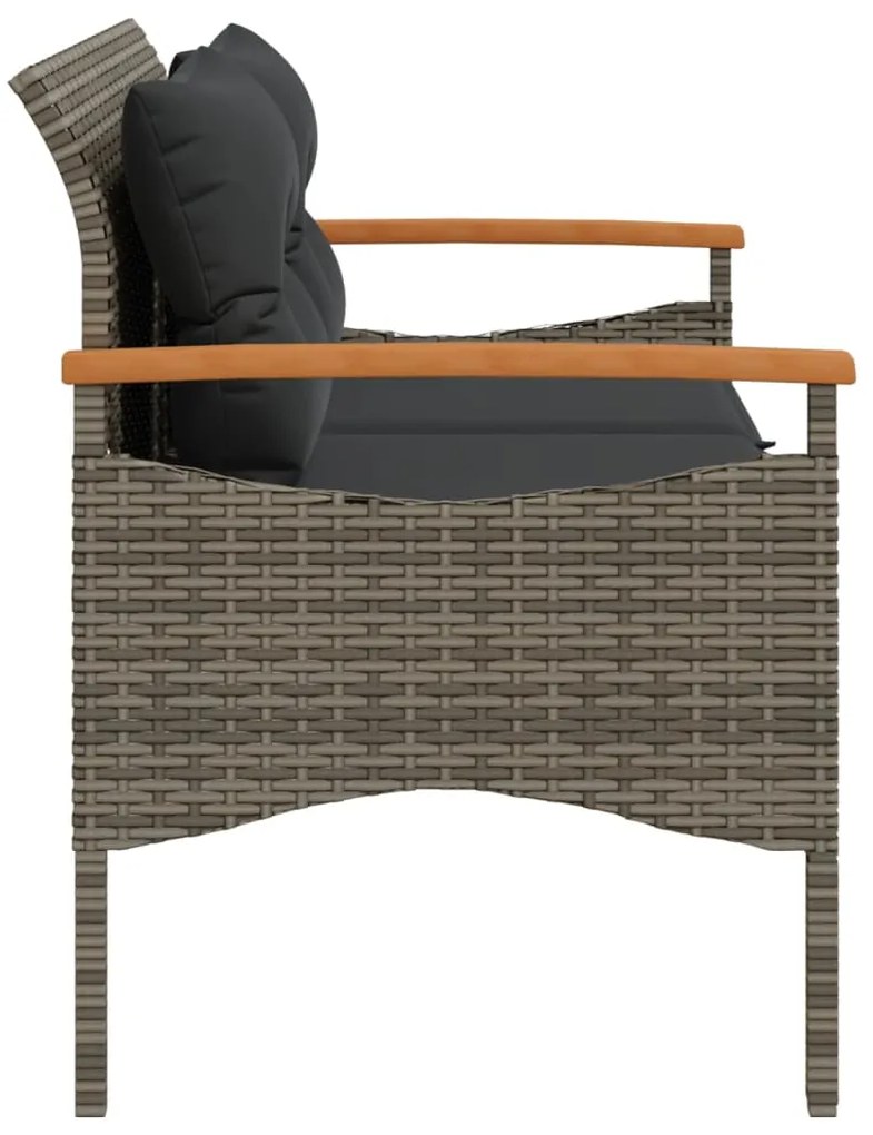 Banco de jardim c/ almofadões 116x62,5x74 cm vime PE cinzento