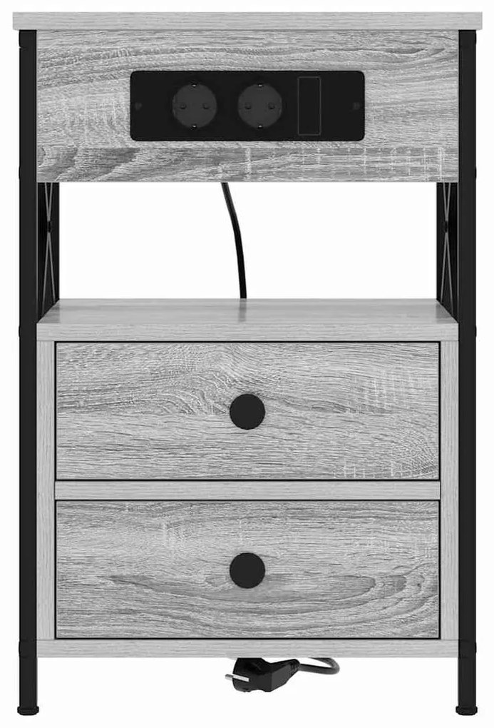 Armário de Cabeceira 2 pcs Sonoma cinzento 40 x 31 x 60 cm