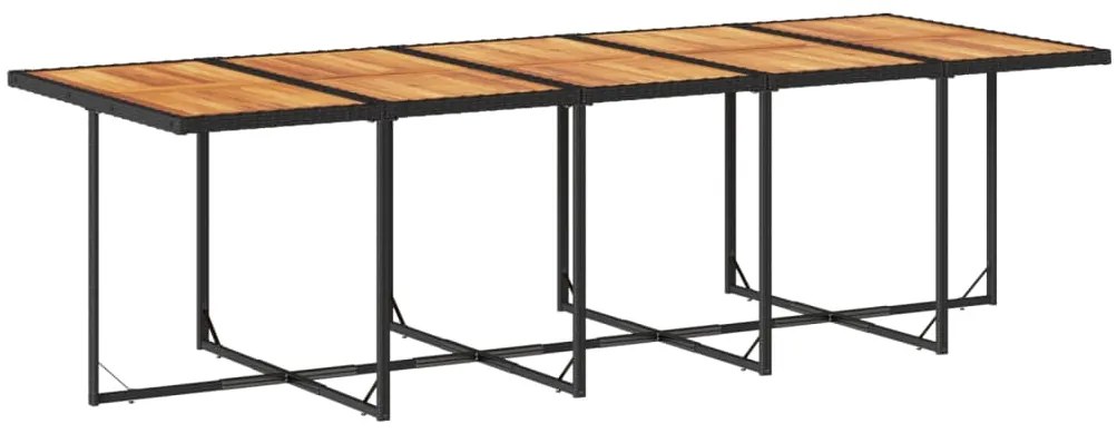 11 pcs conjunto de jantar p/ jardim c/ almofadões vime PE preto
