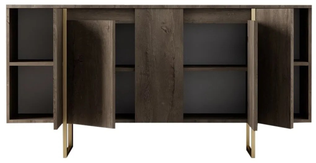 Console Luxe – Walnut Gold – 160 cm x 35 cm x 80 cm