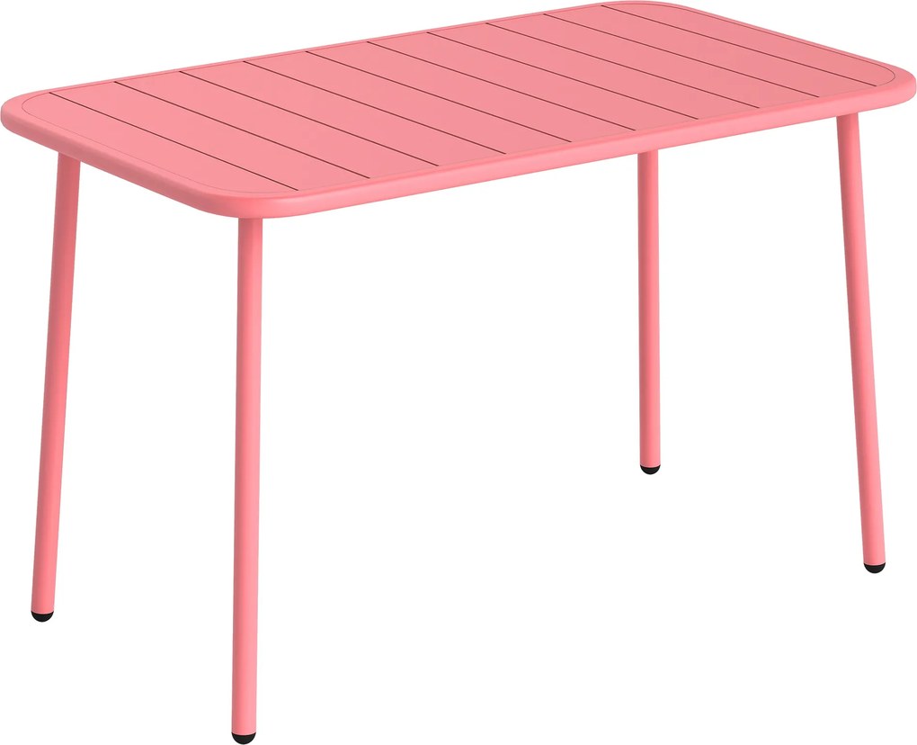 Outsunny Mesa de Jantar Exterior 120 x 70 cm para 4 Pessoas, Mesa de Jardim Retangular com Tampo em Ripas e Bordas Arredondadas, Vermelho | Aosom Portugal