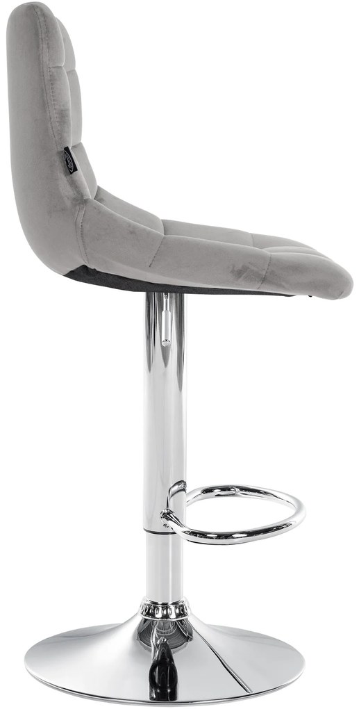 Conjunto de 2 bancos de bar Jerry em veludo com estrutura cromada 87-108,5 x 43 x 46,5 cm Cinzento