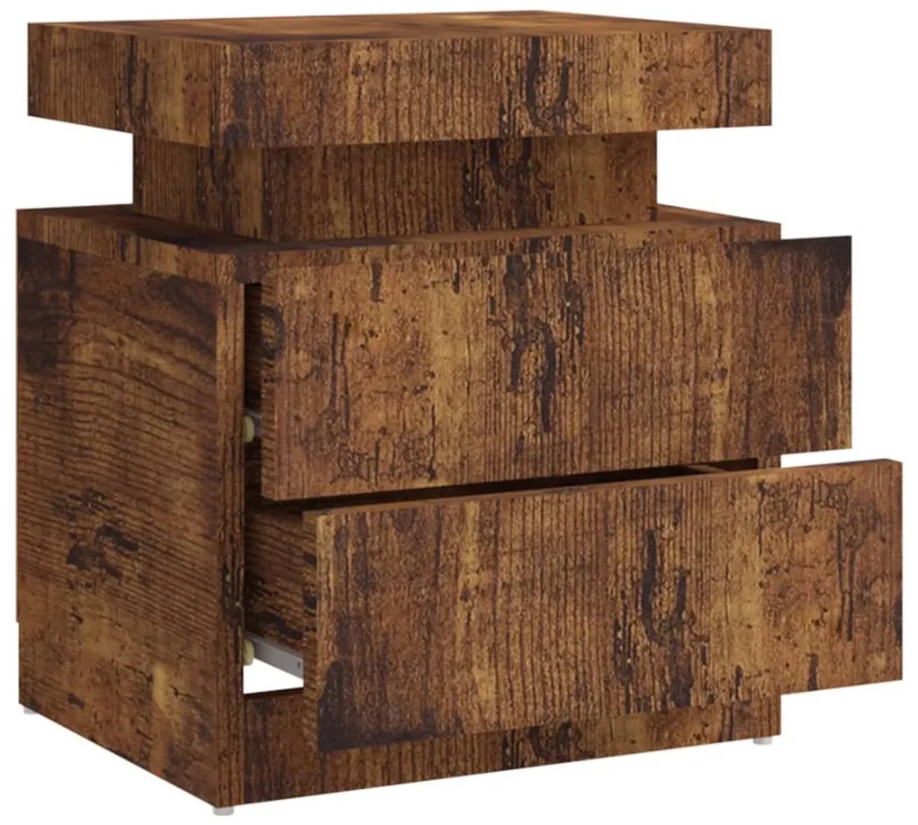 Mesa de cabeceira 45x35x52 cm contraplacado carvalho fumado