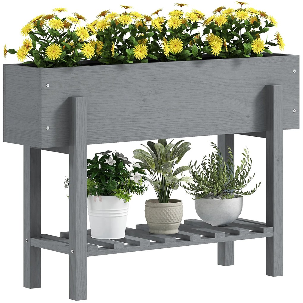 Horta Vertical de Madeira Mesa de Cultivo com Prateleira Floreira Elev