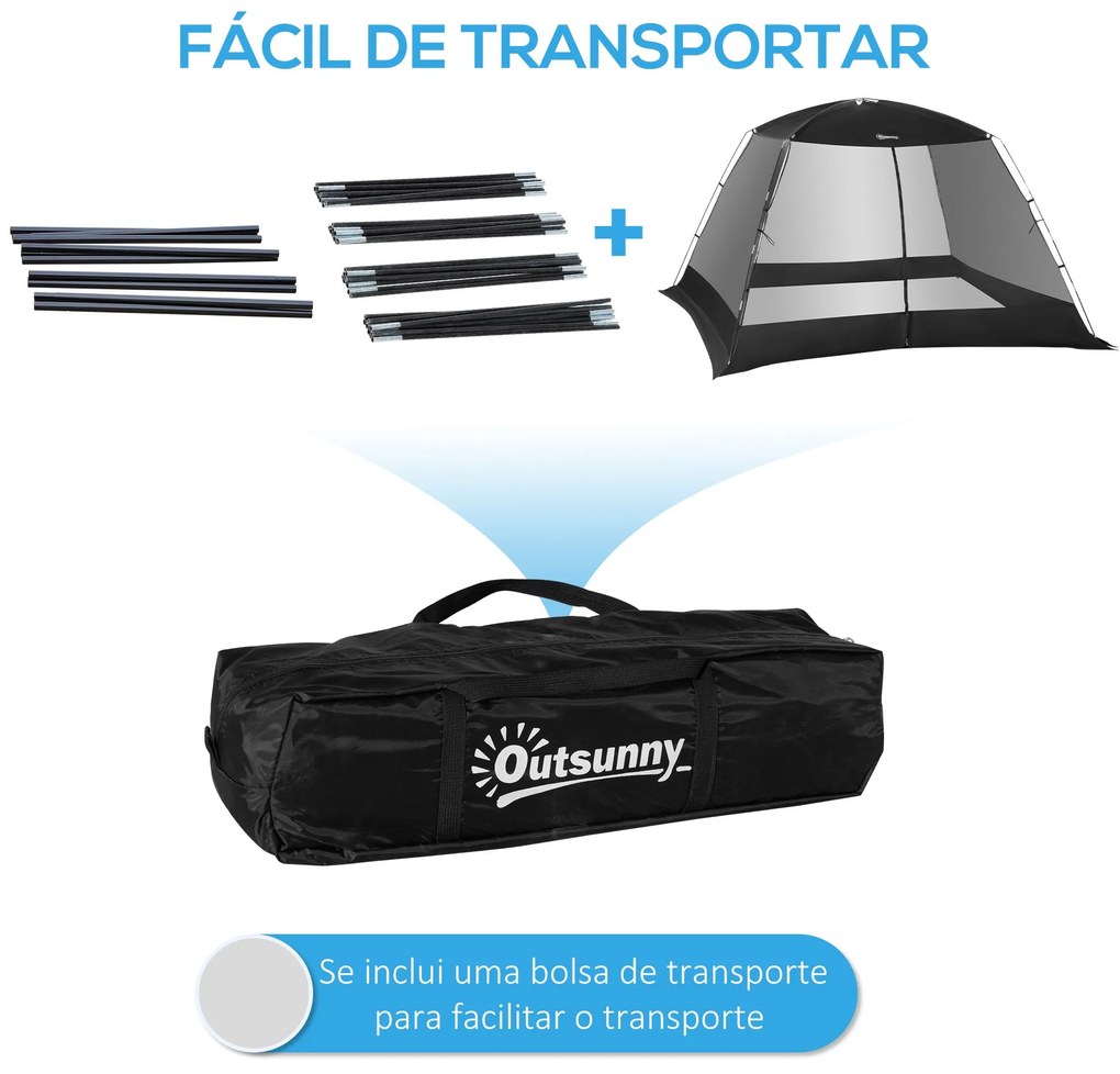 Tenda de Jardim 3x3x2m Tenda para 4-6 Pessoas com 4 Telas Mosquiteiras