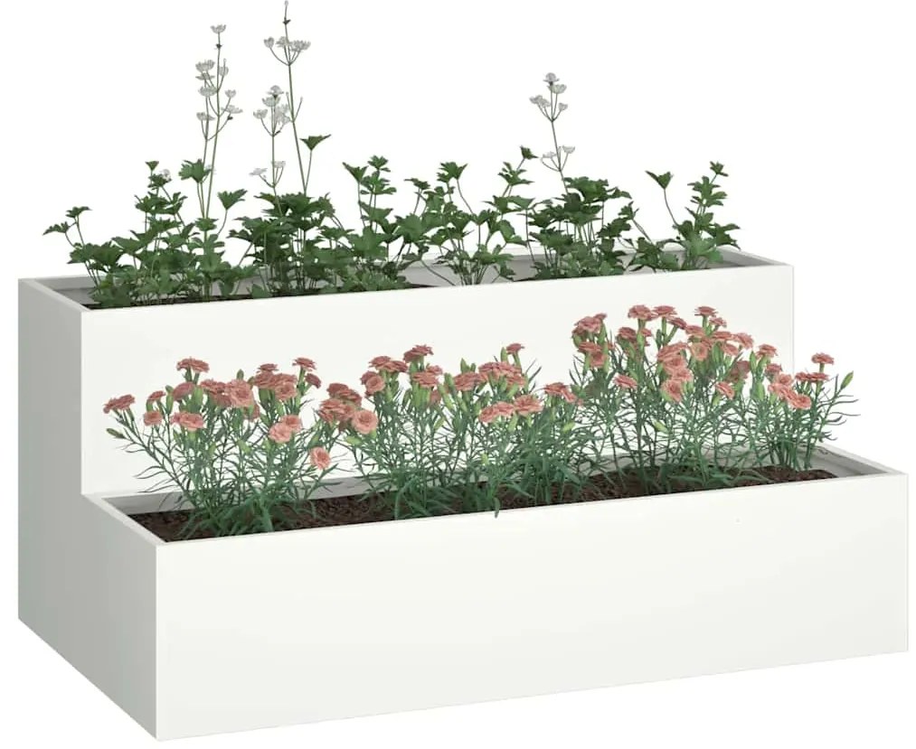 Jardineira 2 Níveis 100x60x45 cm Aço Branco