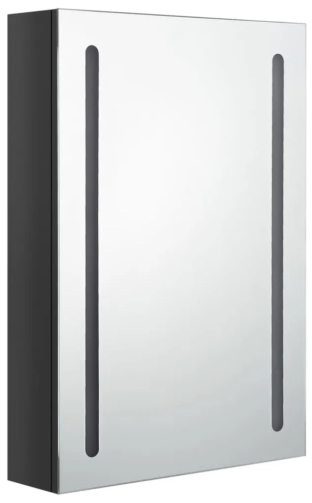Armário espelhado casa de banho LED 50x13x70 cm preto brilhante
