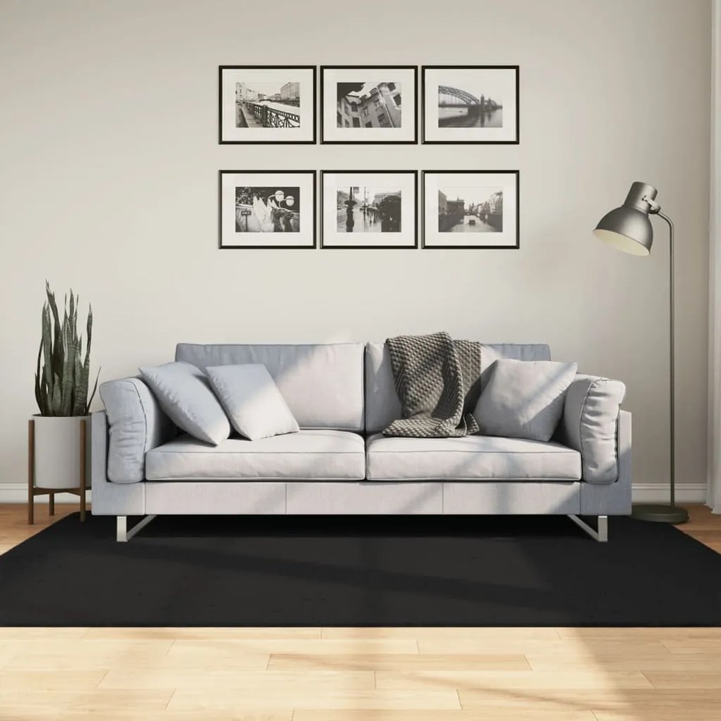 vidaXL Tapete pelo curto macio e lavável HUARTE 140x200 cm preto