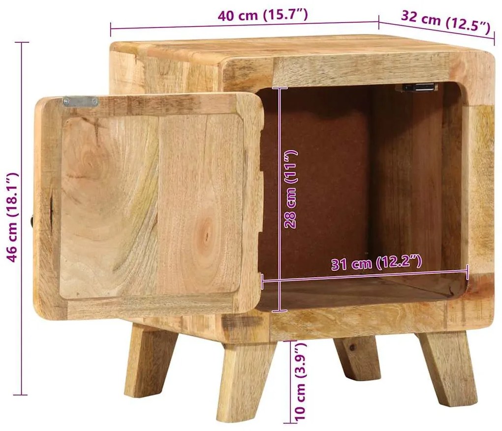 Mesas de cabeceira 2 pcs 40x32x46 cm mangueira áspera maciça