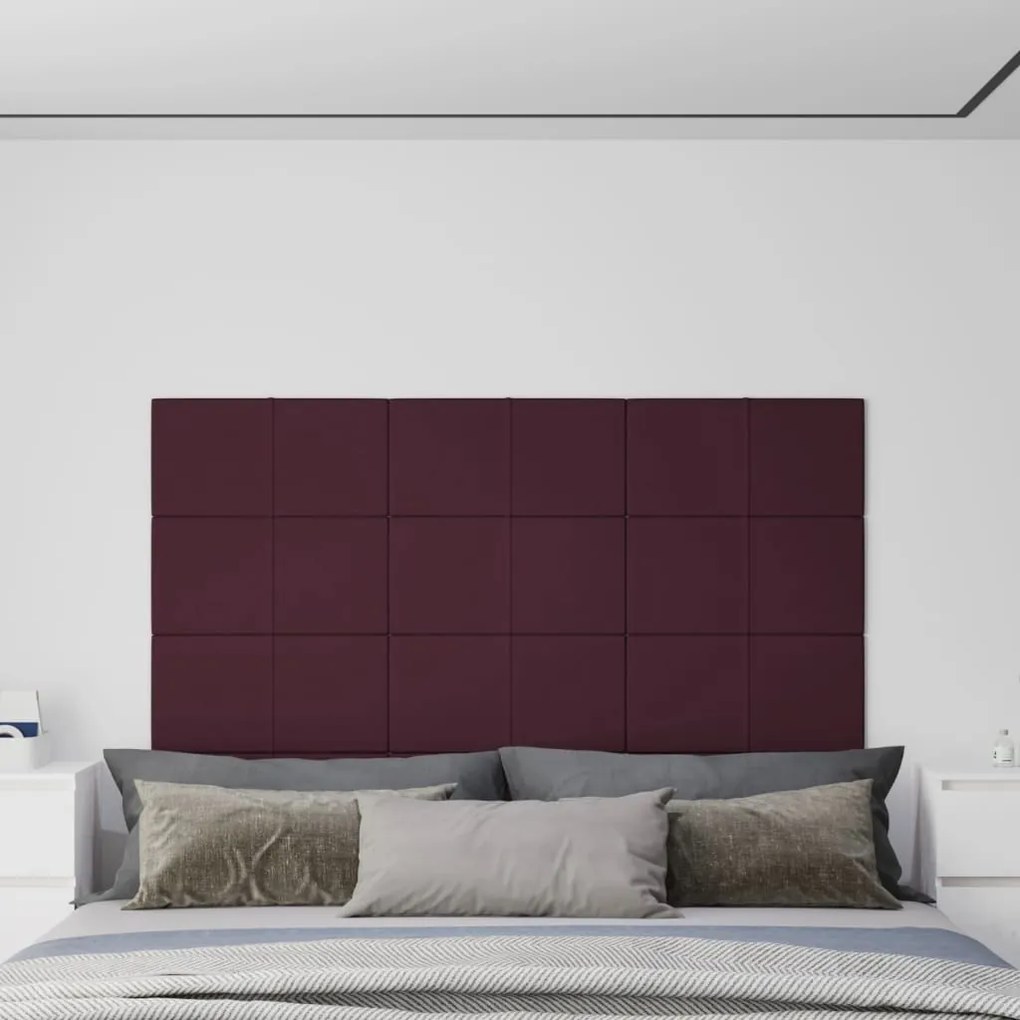 Painel de parede 12 pcs 60x30 cm tecido 2,16 m² roxo