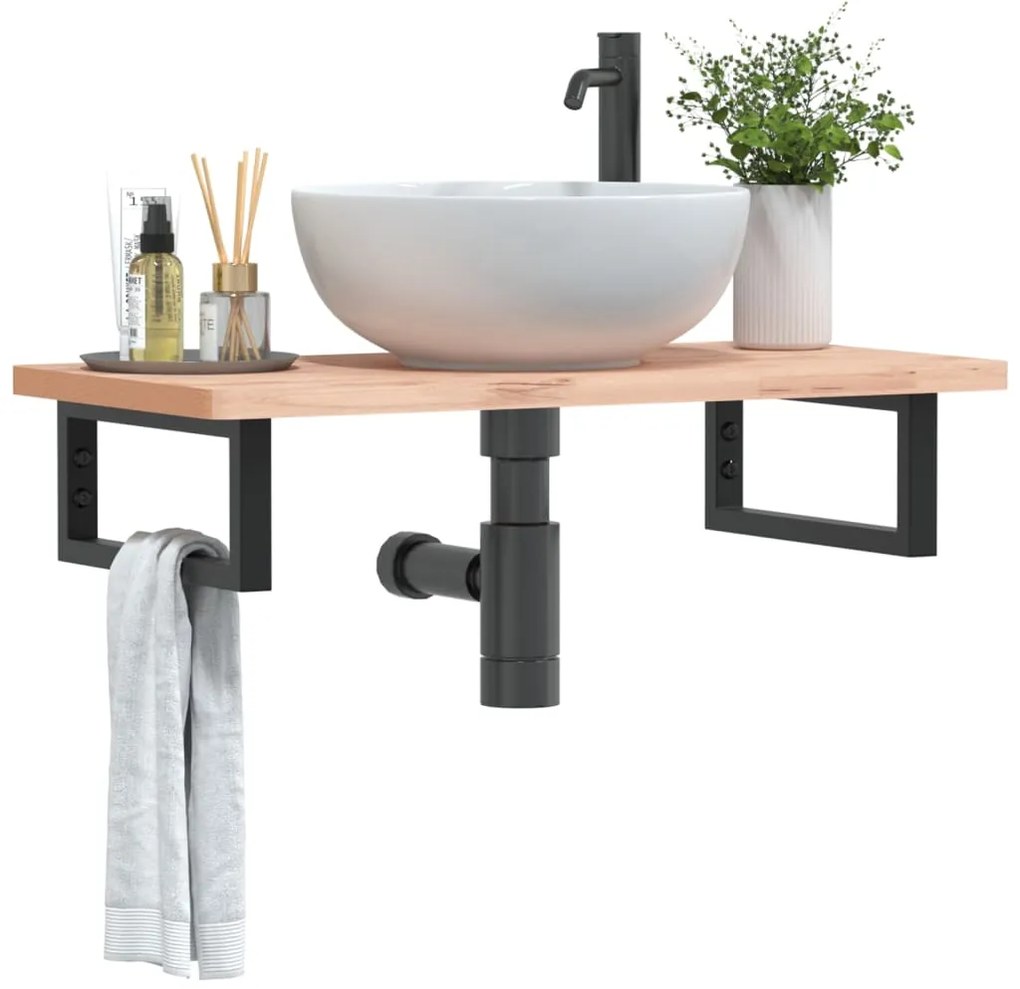 vidaXL Suportes de prateleira p/ lavatório 2 pcs aço retangular preto