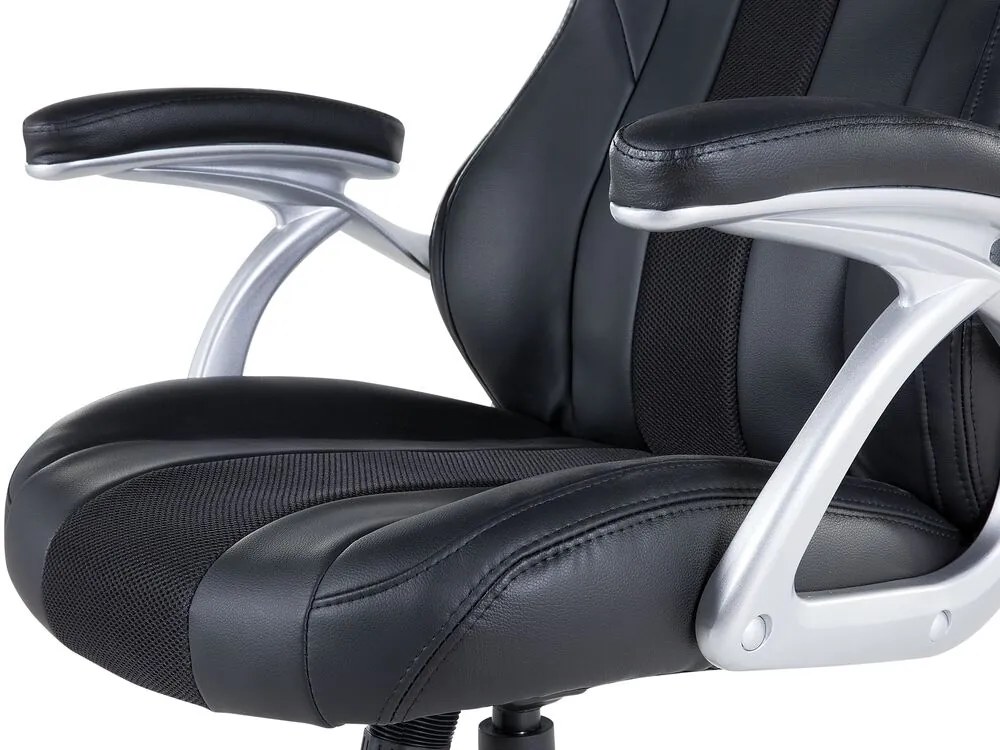 Cadeira de escritório em pele sintética preta ADVENTURE Beliani