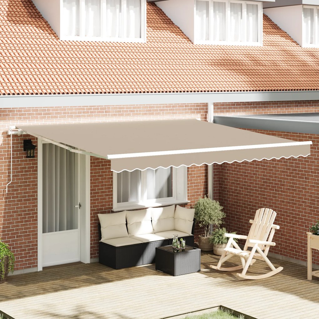 vidaXL Toldo Retrátil Manual Bege 400x300 cm
