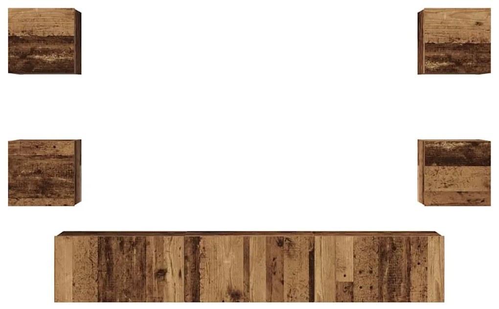 Conjunto de móvel de TV 7 pcs Madeira antiga 60 x 30 x 30 cm