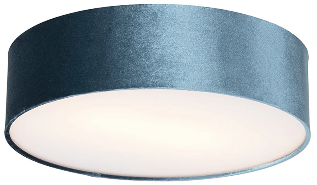 Candeeiro de teto moderno azul 40 cm com interior dourado - Drum Moderno