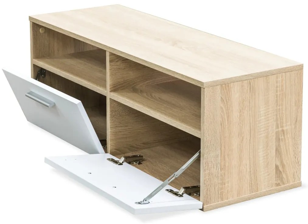 Móvel de TV em aglomerado 95x35x36 cm carvalho e branco