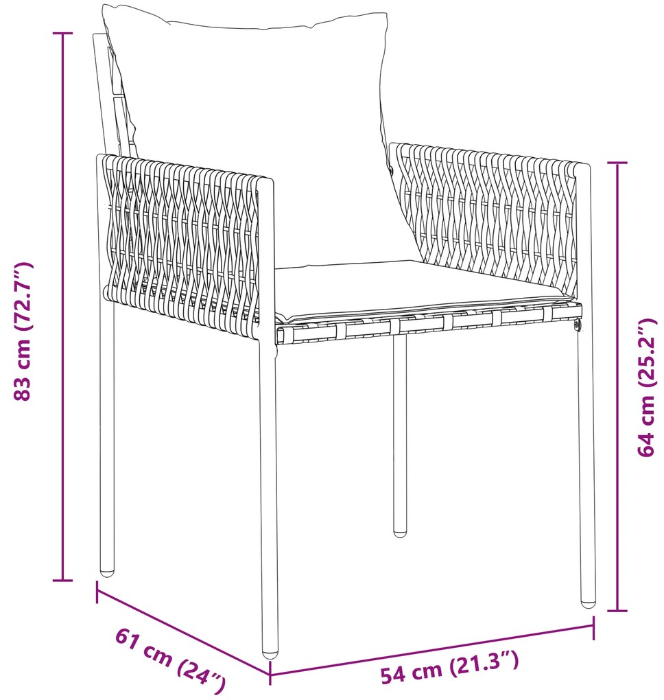 Conjunto de Jantar de Jardim de 5 Peças com Almofadas Marrom em Rattan