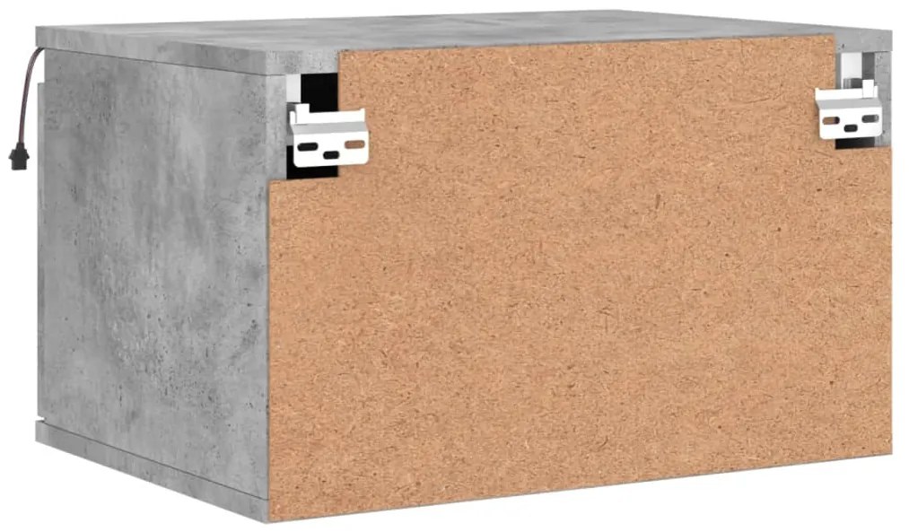 Mesa de cabeceira de parede com luzes LED cinzento cimento