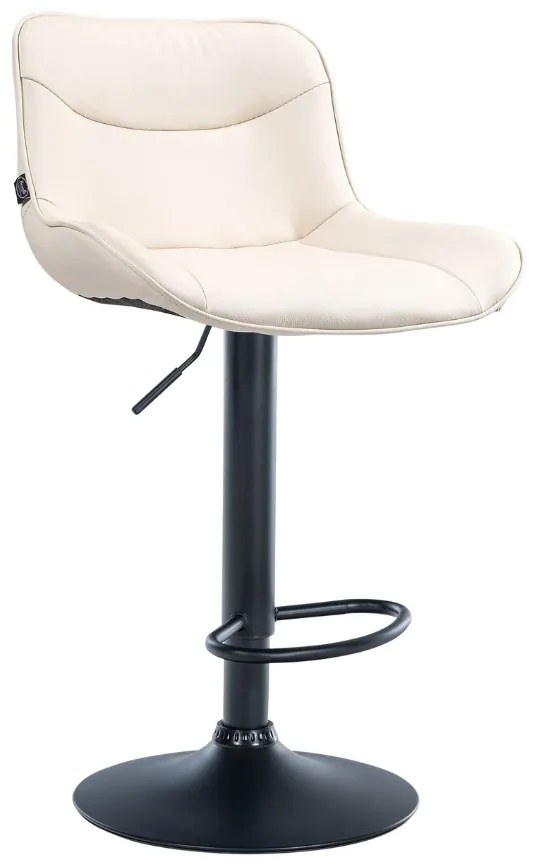 Banco alto em couro sintético com estrutura preta 85-106 x 49 x 51 cm cor creme