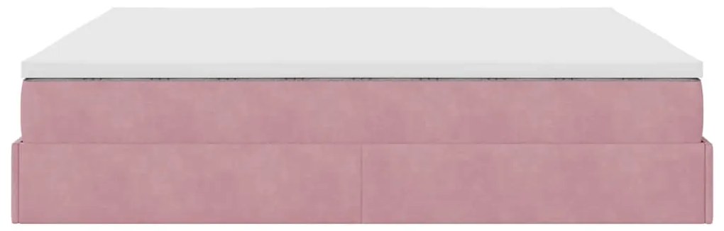 Estrutura de cama otomana com colchão 180x200 cm veludo rosa