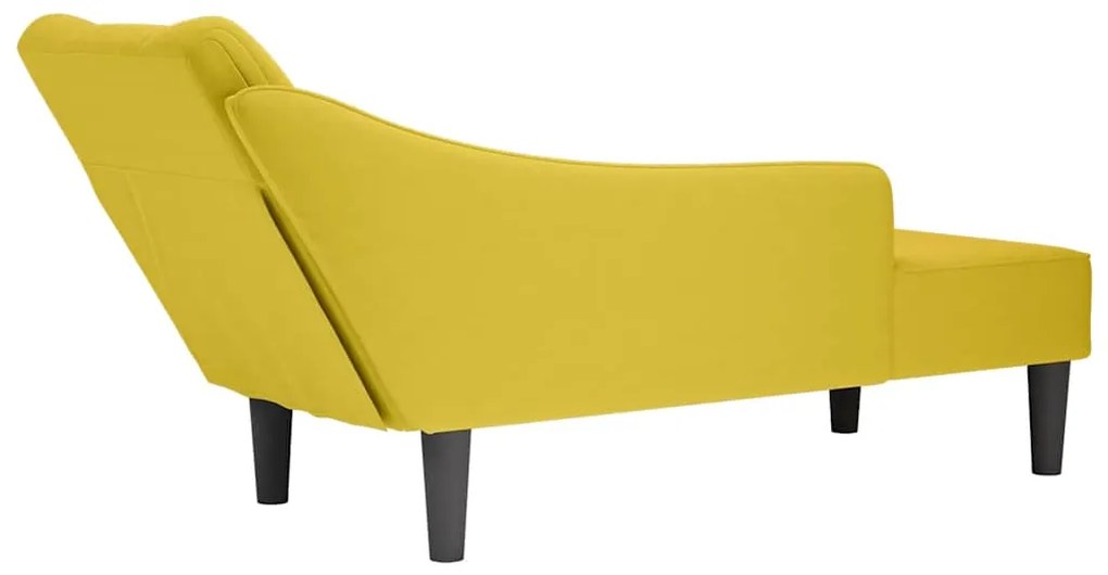 Chaise-longue com apoio de braço direito veludo amarelo