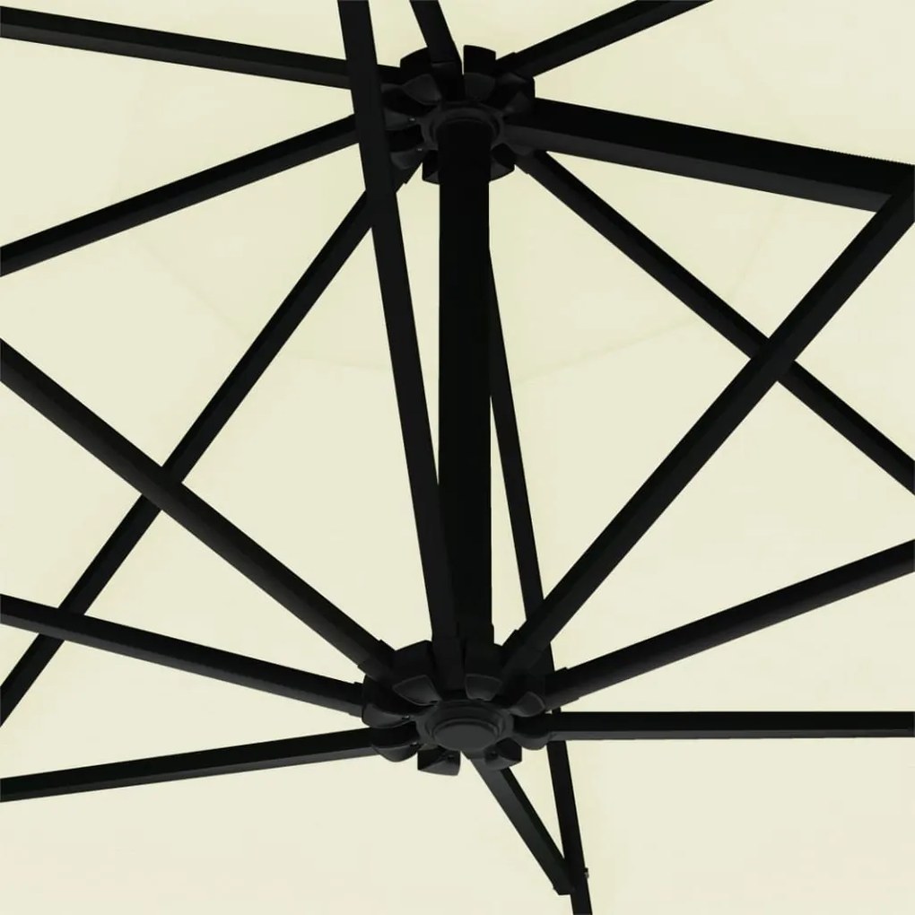 Guarda-sol para jardim de parede c/ luzes LED 300 cm areia