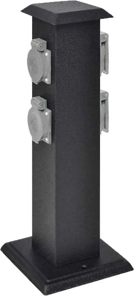 41233 vidaXL Pilar de Tomadas de Energia para Jardim Preto