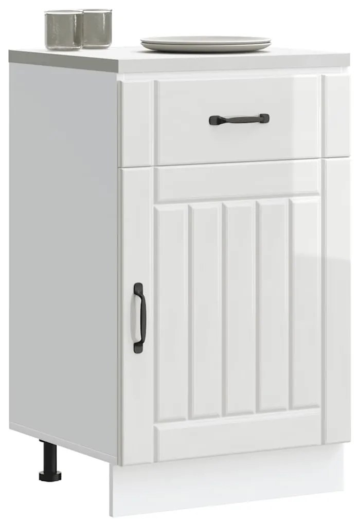 vidaXL Armário de cozinha baixo Lucca deriv. madeira branco brilhante