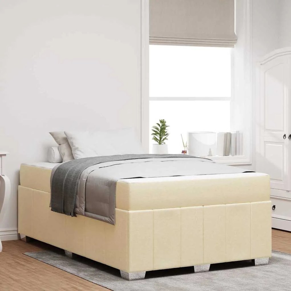 vidaXL Estrutura da Cama com colchão Creme 120 x 200 cm tecido